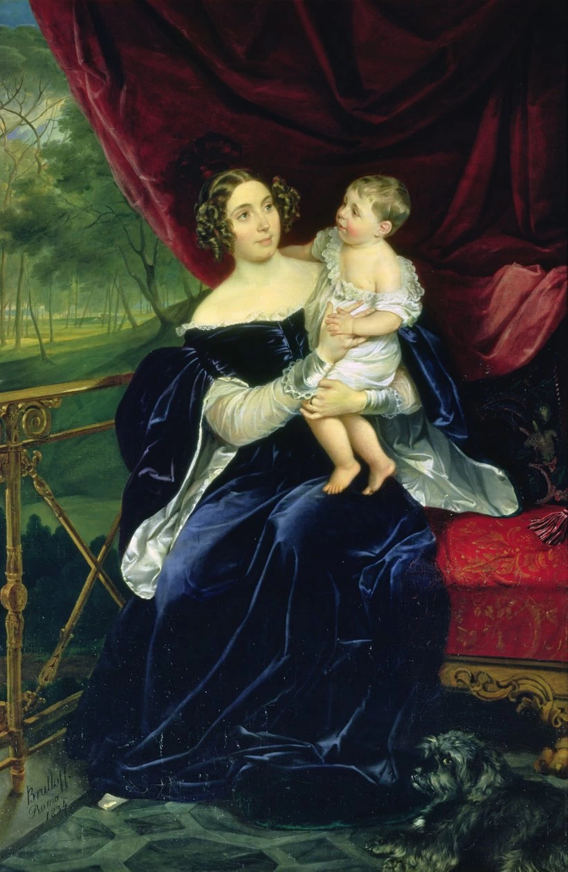 Ritratto della Contessa Olga Ivanovna Orlov - Davydov con sua figlia